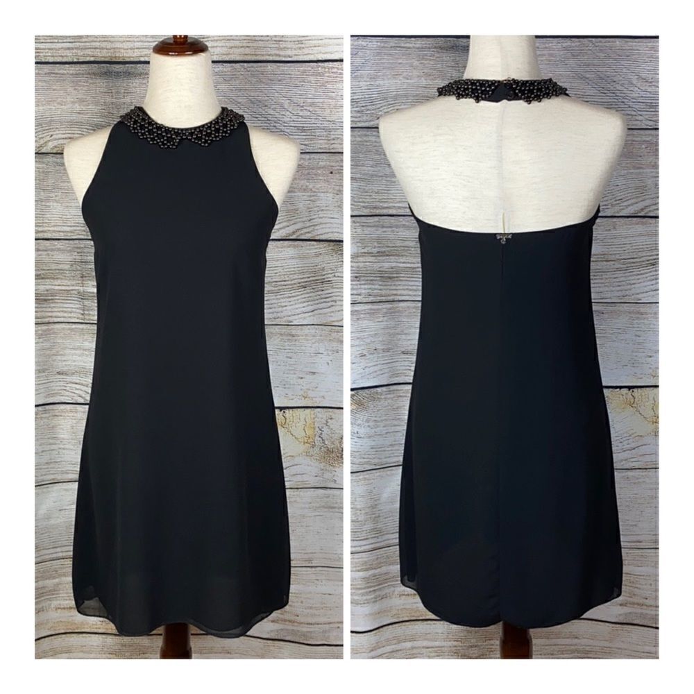 ARTIGLI  Beaded Halter neck Black Short Dress